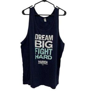 Royal Apparel Unise Navy Blue 100% Cotton Tank Top Dream Big Fight Hard Size L